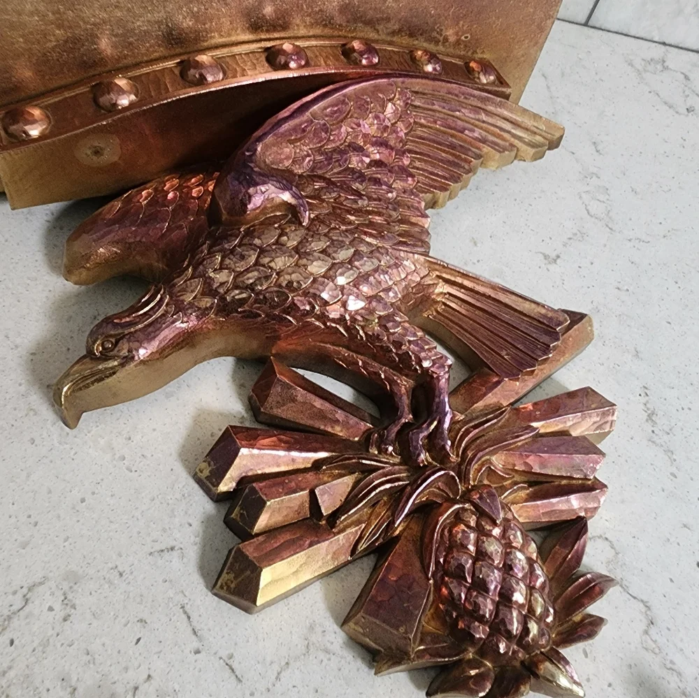 Vintage gold Americana eagle wall shelf dart inc.